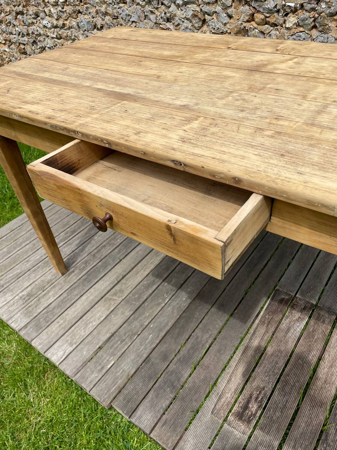 Old light wood farm table