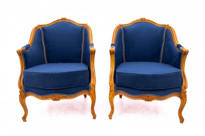 Bergère armchairs, France, circa 1920. After renovation.