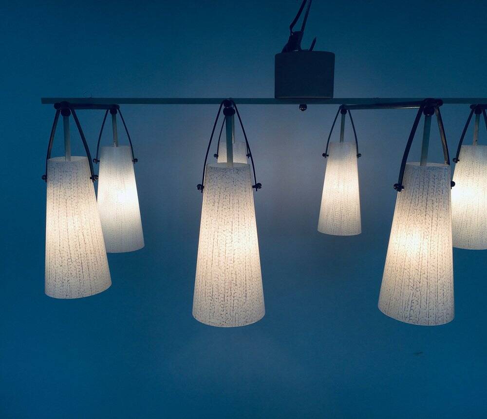 Italian glass and brass chandelier, Italy, 1950s