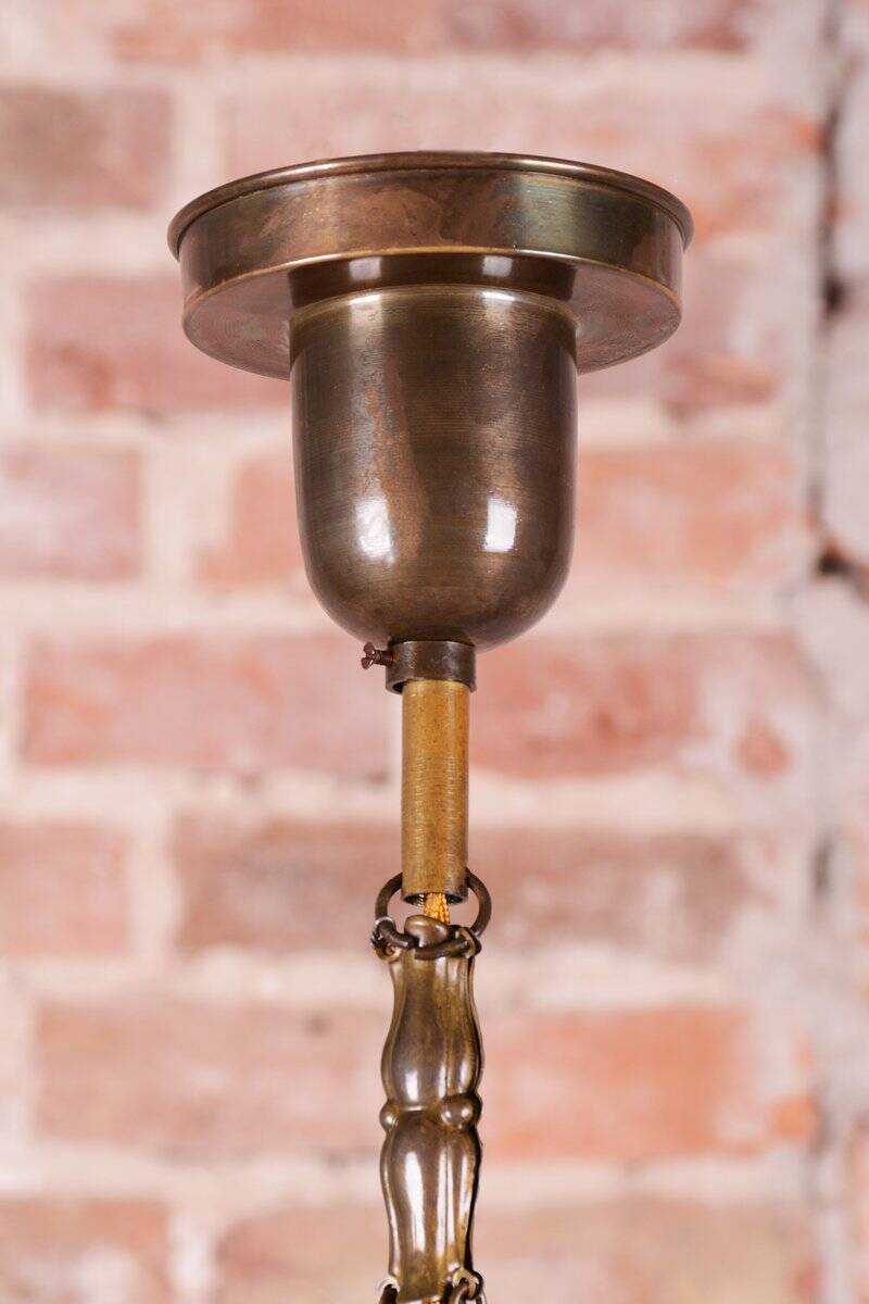 Art Deco Dissociative Chandelier in Brass and Opaline Glass, Czech, 1920s