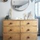 Vintage solid pine English trade counter furniture