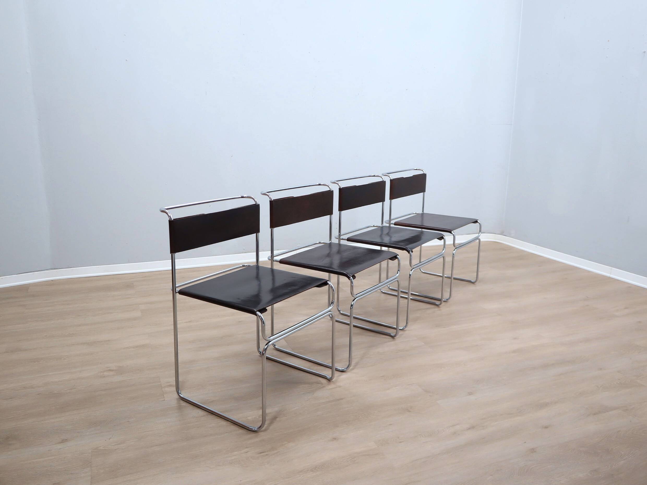 Ensemble de 4 chaises Giovanni Carini "Libellula" pour Planula, Italie, années 1970.