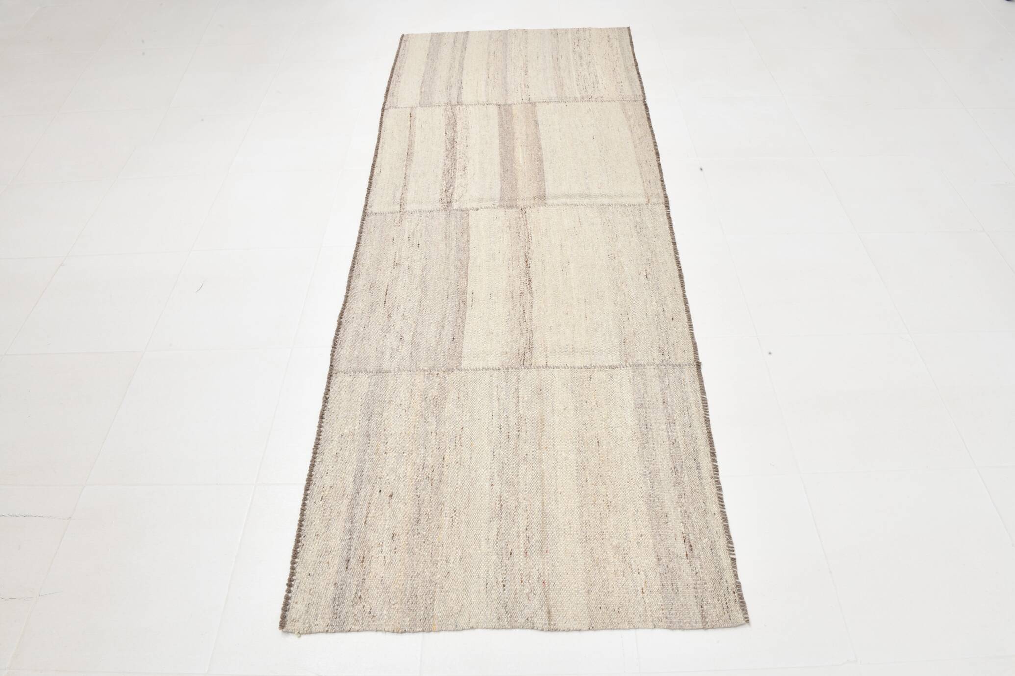 Beige & Brown Kilim Runner Rug, 95x257Cm