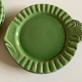 Set de 6 assiettes en terre vernissée vert Atelier Cérenne Vallauris 1945 - 1958