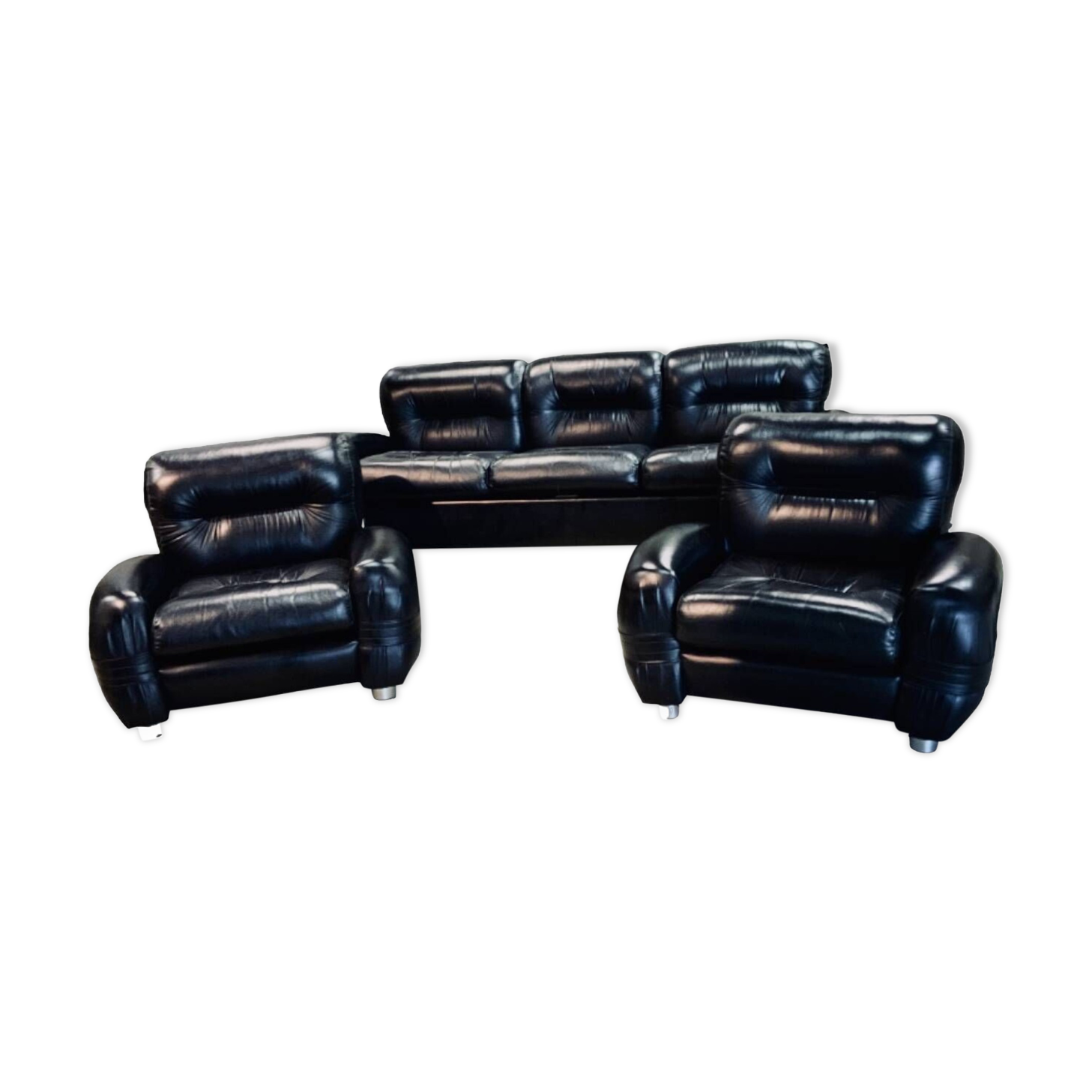 3 Room Living Room, Italy 1970/80 Black “adriano Piazessi”