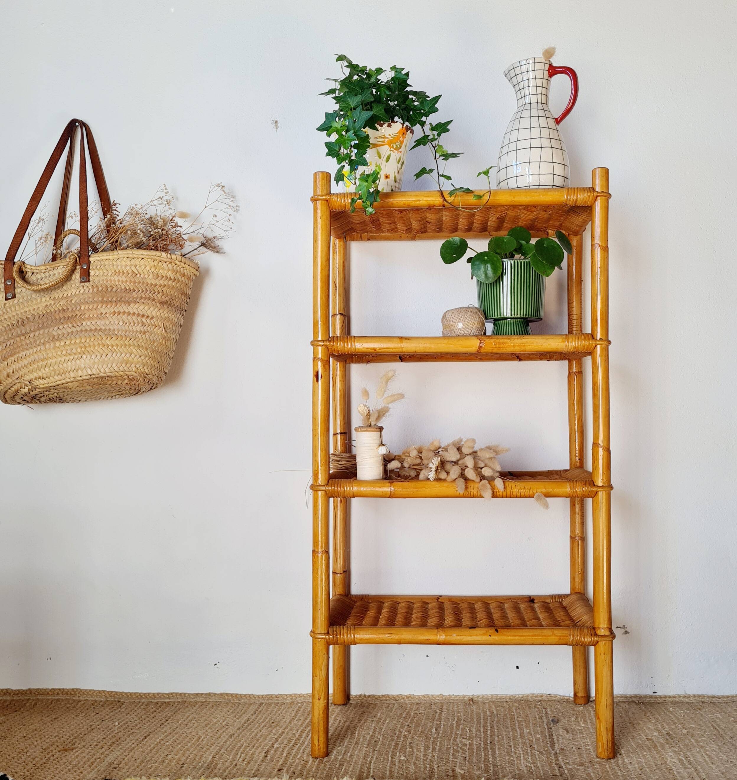 Vintage rattan shelf - bookcase