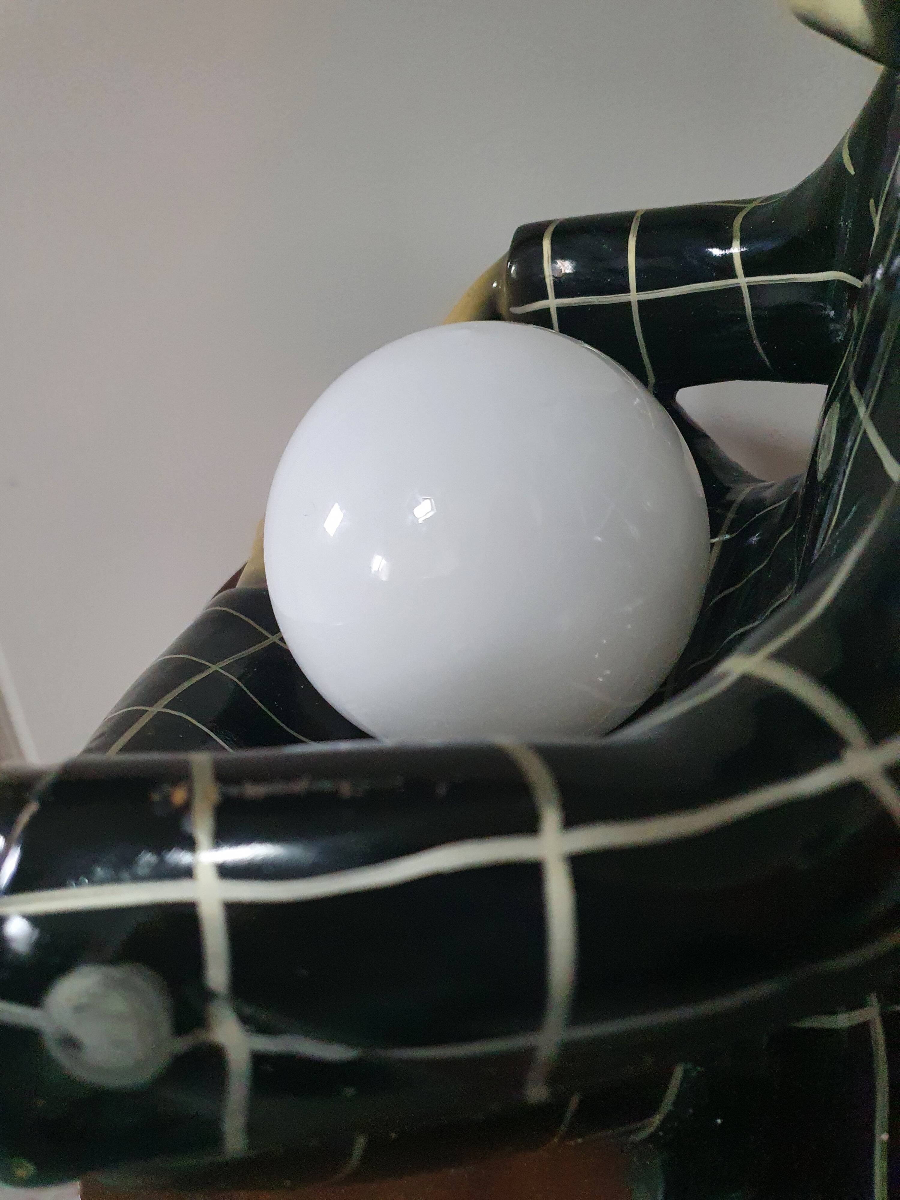 Large vintage Pierrot bedside lamp or table lamp from the 50s/60s 1950s with black tiles