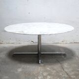 Vintage oval marble table published by Roche Bobois