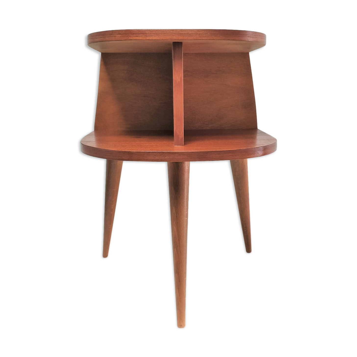 Bedside tripod wood feet spindles design 60s