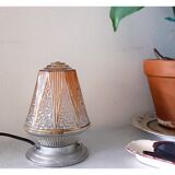 Lamp globe art decoration molded glass pink and gilding