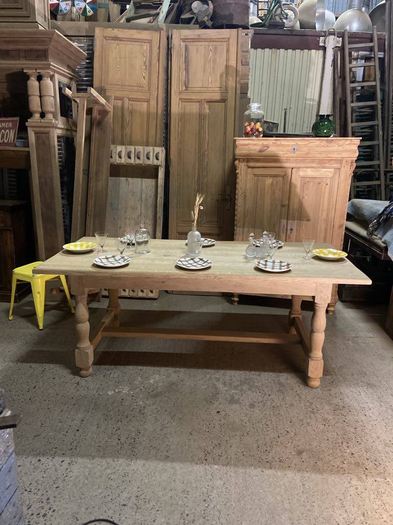 Raw wood farmhouse table