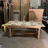 Raw wood farmhouse table
