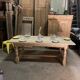 Raw wood farmhouse table