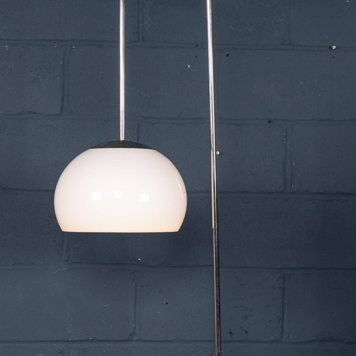 Vintage 20thc italian chrome floor lamp with opaline shade c.1970