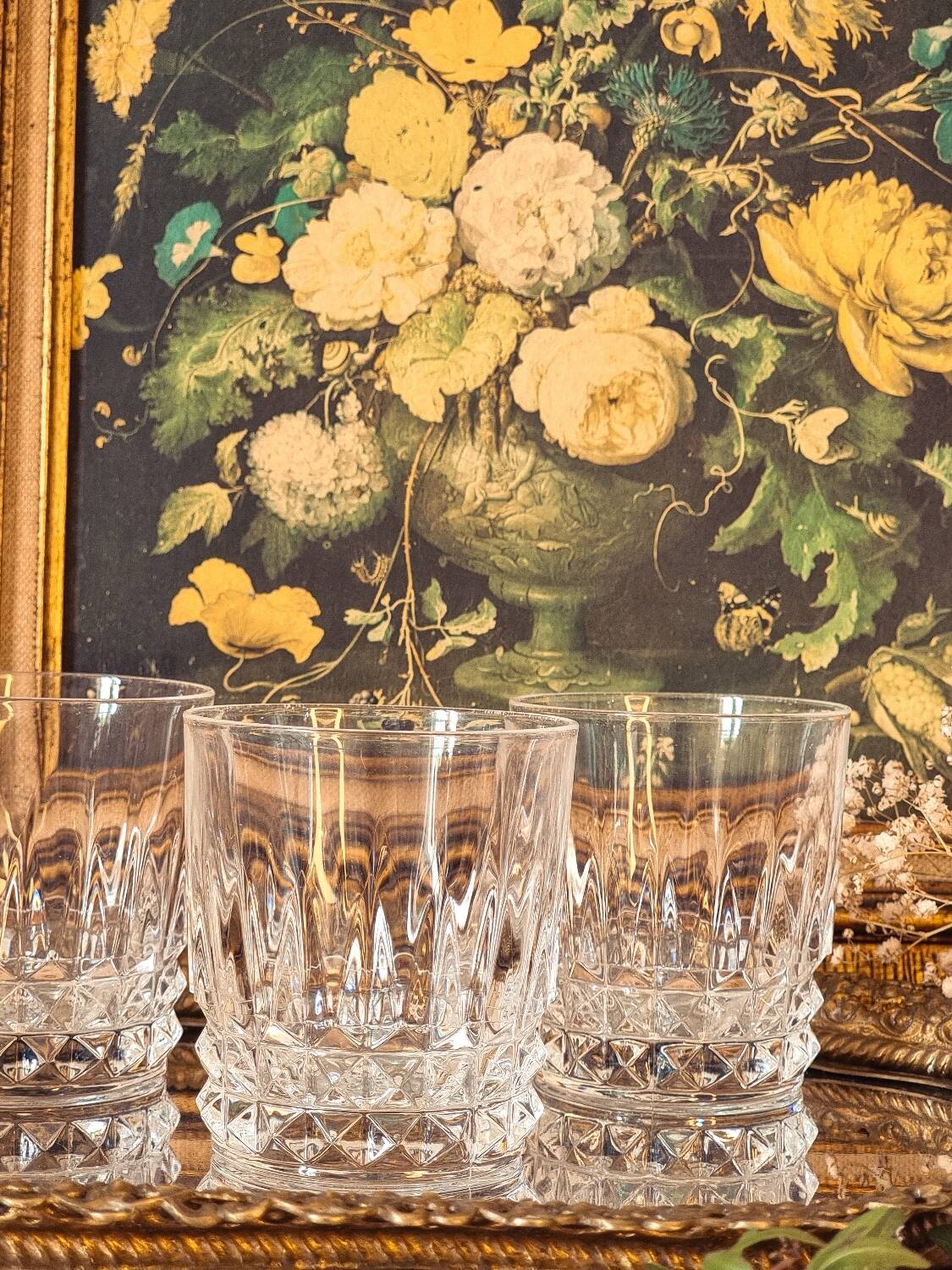 6 crystal water/whiskey glasses