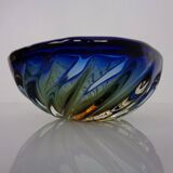 Blue Brown Sommerso Murano Glass Bowl or Ashtray by Flavio Poli, Italy, 1960s