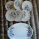 6 antique flat plates in majolica + dish