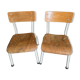 Pair of children's school chairs in wood and metal