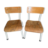 Paire de chaises d’école enfants bois et métal