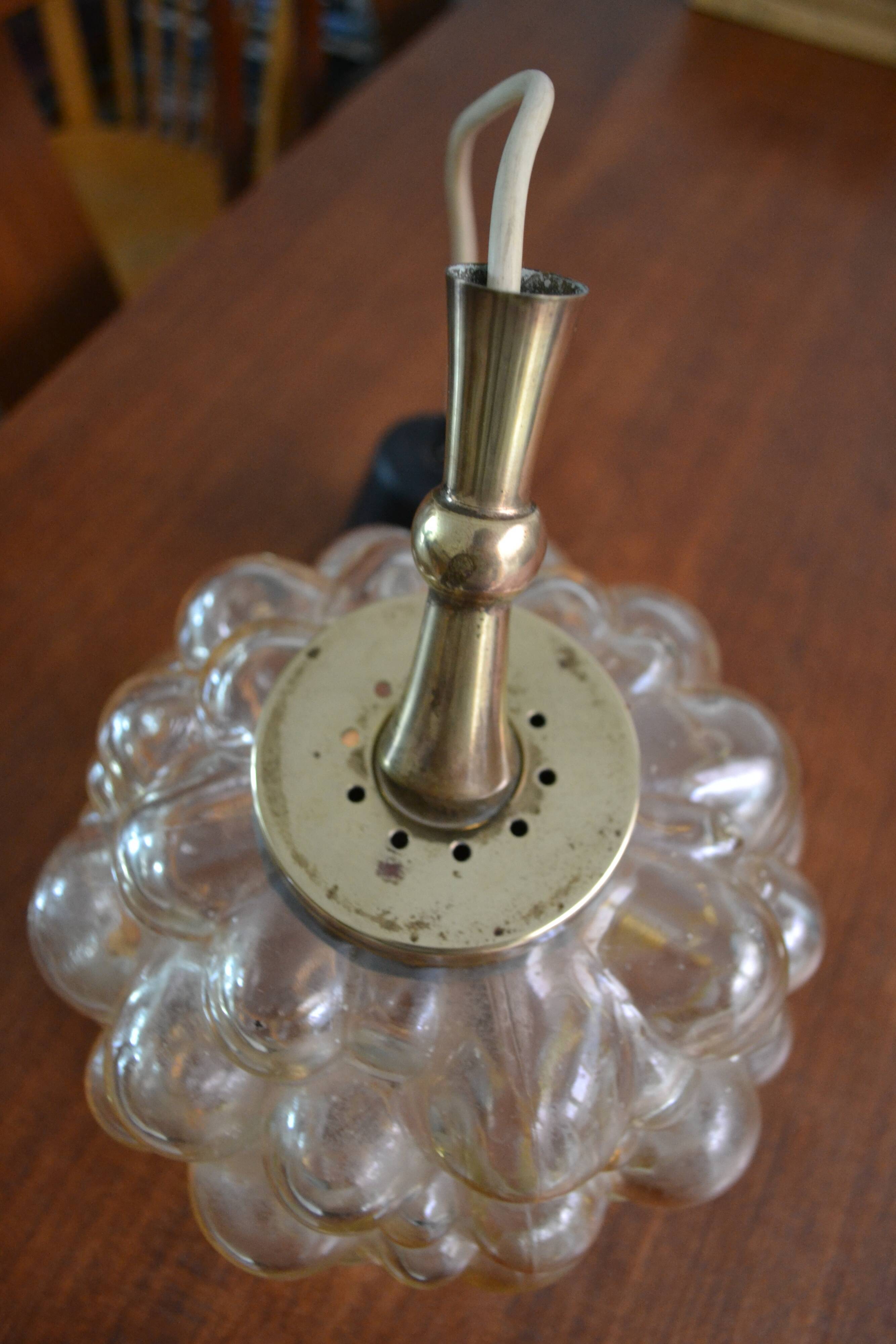 Hanging Helena Tynell amber glass bubbles 60s
