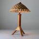 Bamboo and rattan table lamp with woven shade, 1950s
