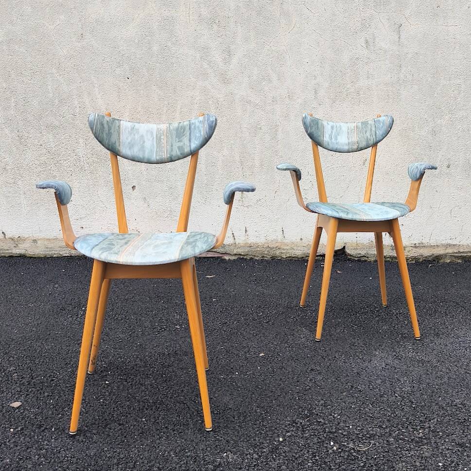 Pair of wooden armchairs, 1960