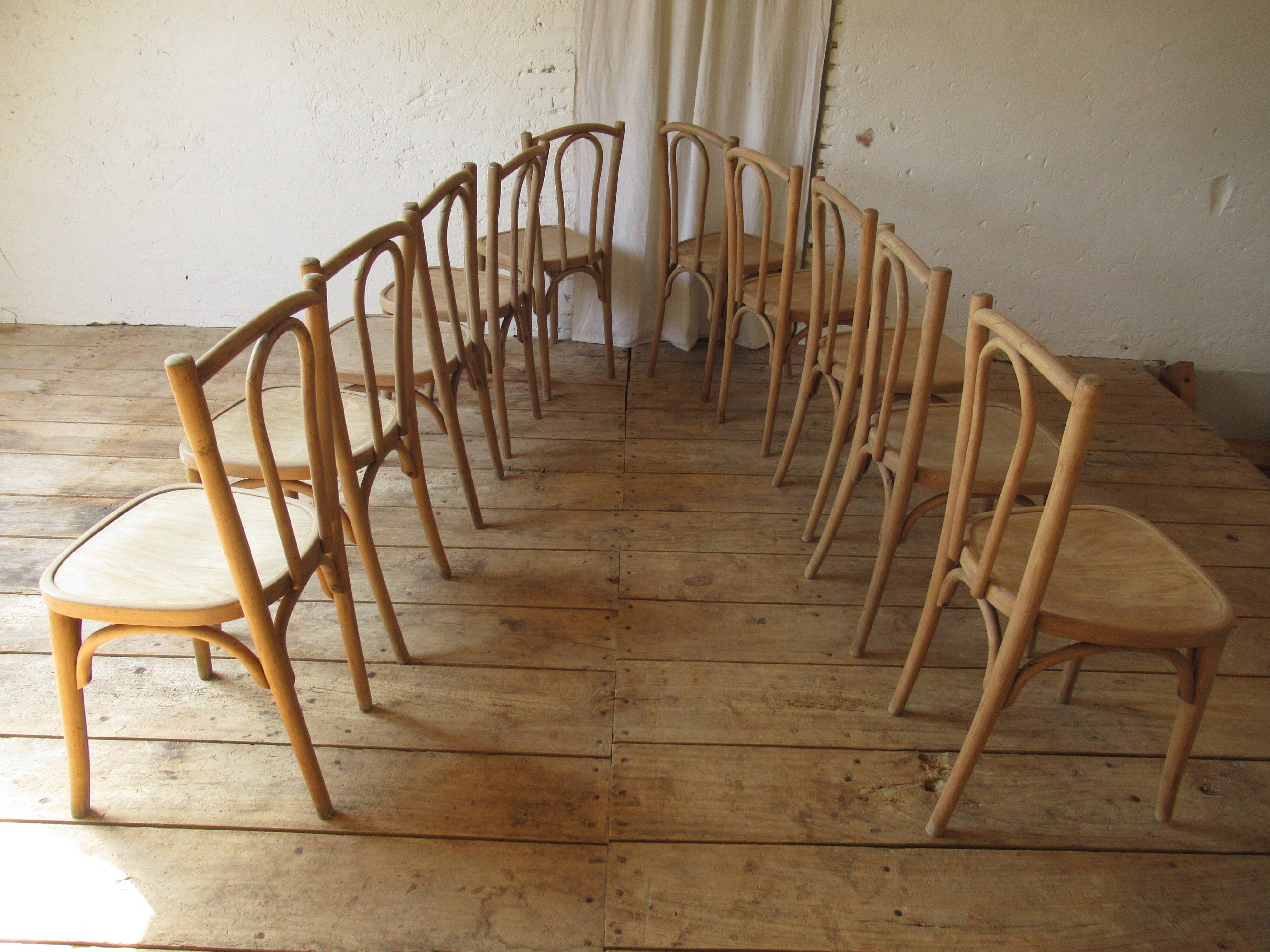 Raw wood bistro chairs.