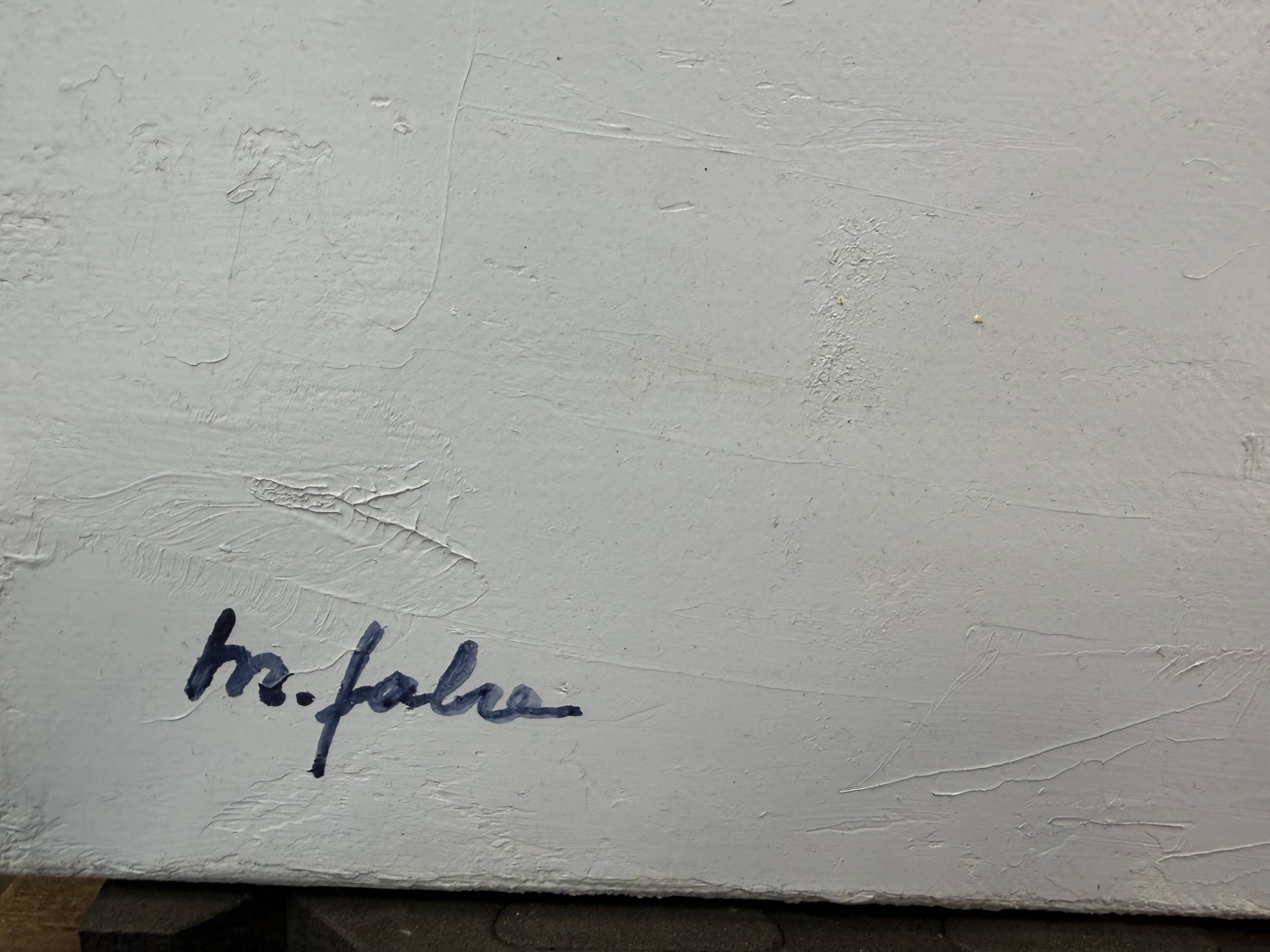 Abstract minimalist table – contemporary landscape – oil on canvas signed