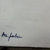 Abstract minimalist table – contemporary landscape – oil on canvas signed