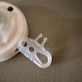 Pink glass suspension, fabric cable, ceramic ceiling lamp