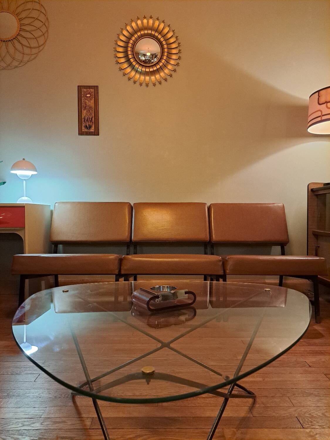 Trio of modular dlg P.Guariche armchairs 1960's