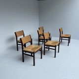 Martin Visser set of six "SE82" wenge and rush dining chairs