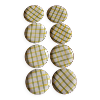 Lot 8 small yellow green plates Glasgow Moulin des Loups