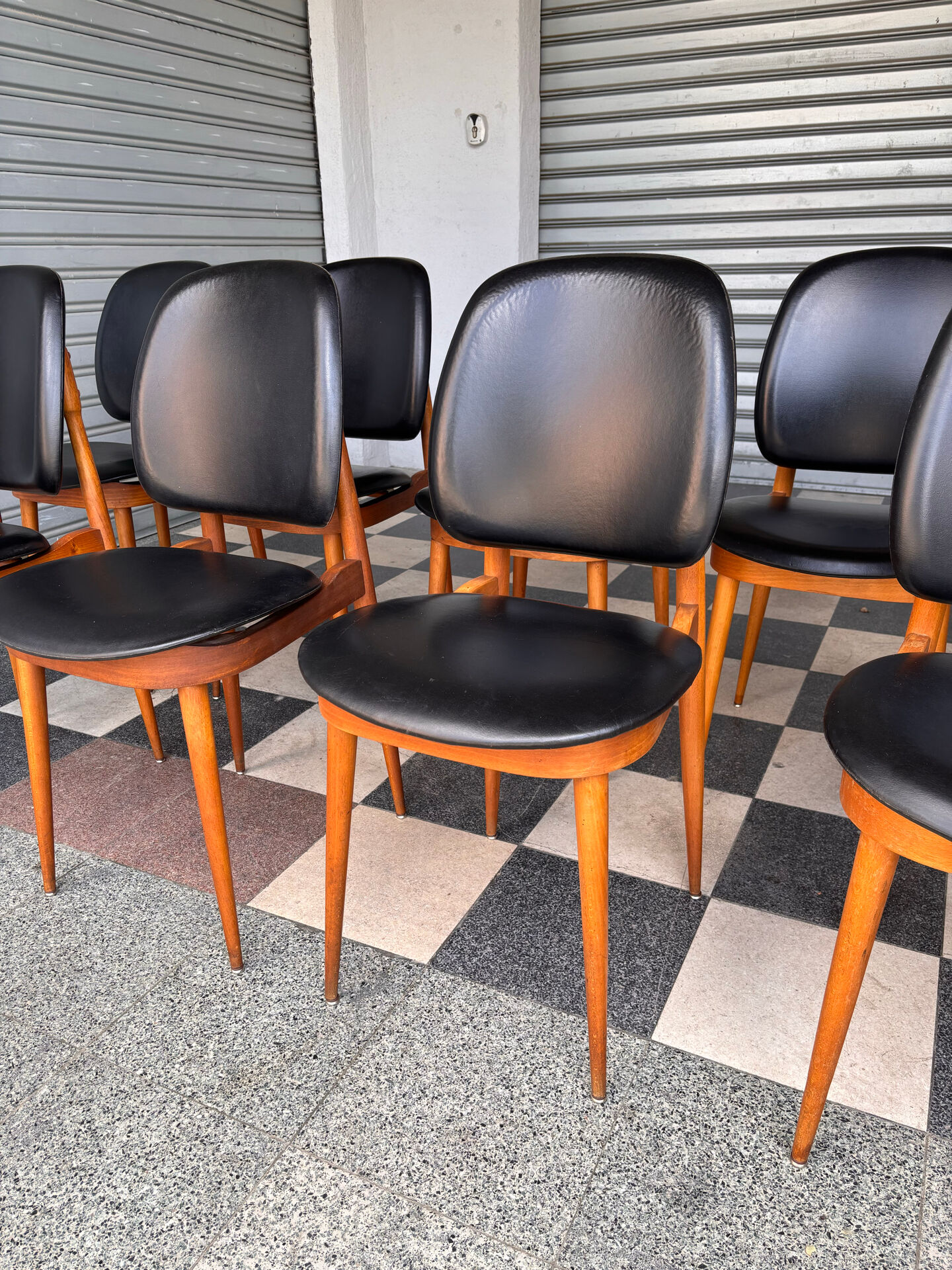 Set of 10 Pegase Baumann chairs