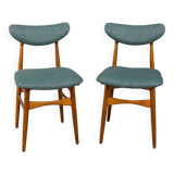 Pair of 60s vintage chairs in green fabric Italian design