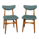 Pair of 60s vintage chairs in green fabric Italian design