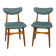 Pair of 60s vintage chairs in green fabric Italian design