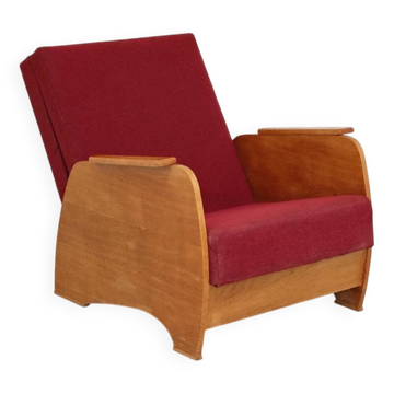 Art Deco Eastern European convertible daybed folding armchair 1960