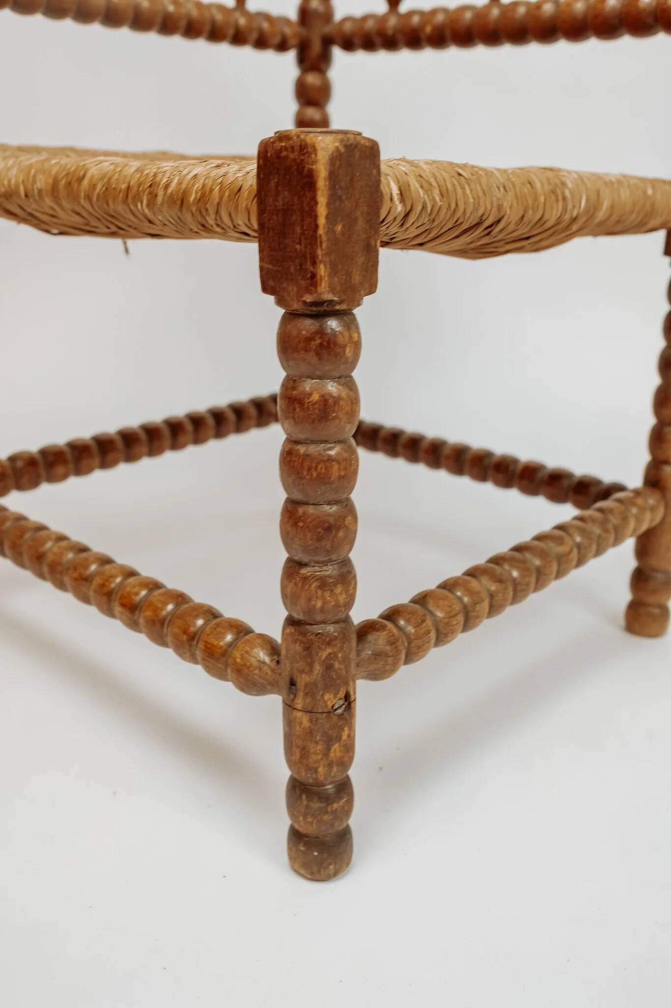 Classic vintage bobbin corner armchair