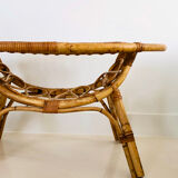 Oval rattan coffee table, Italy 50s