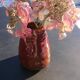 Burgundy enamelled brutalist vase