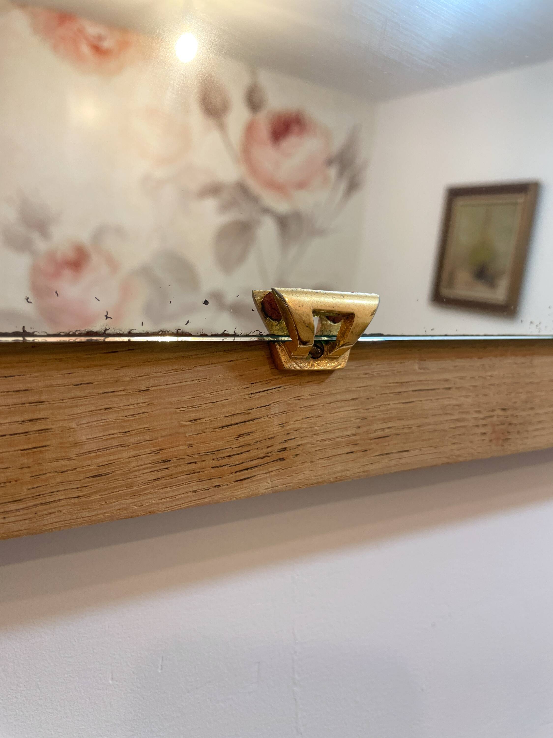 Trapezoidal oak mirror - 182x32cm