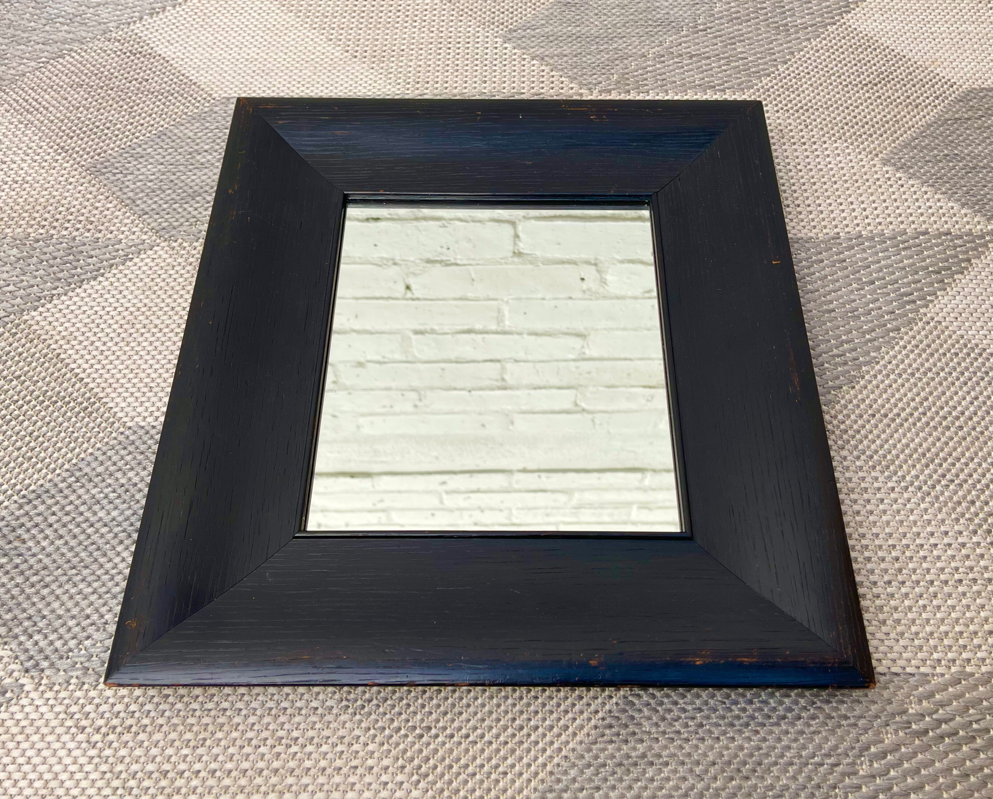 Vintage Wall Mirror Black Wooden Frame 33x36cm