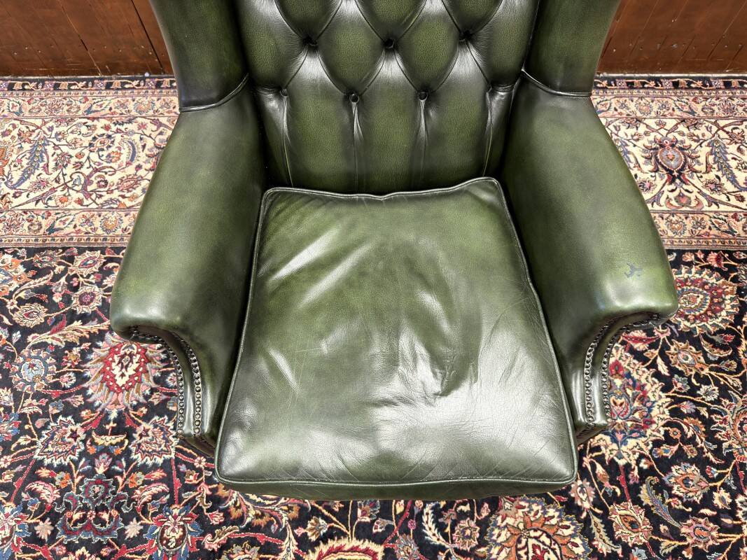 Large English Chesterfield Desk Chair Green