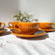 4 Vintage Caramel Earthenware Coffee Cups
