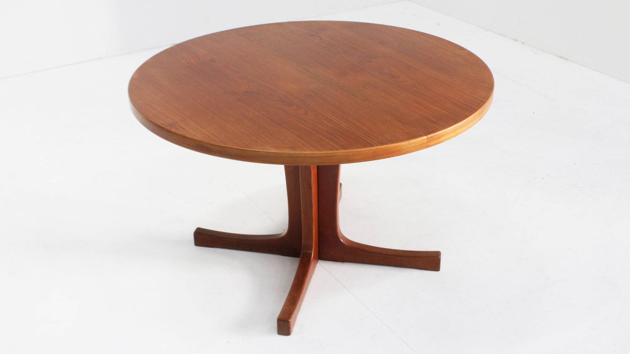 Vintage Danish round extendable dining table teak 1960s