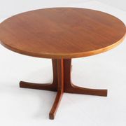 Vintage Danish round extendable dining table teak 1960s