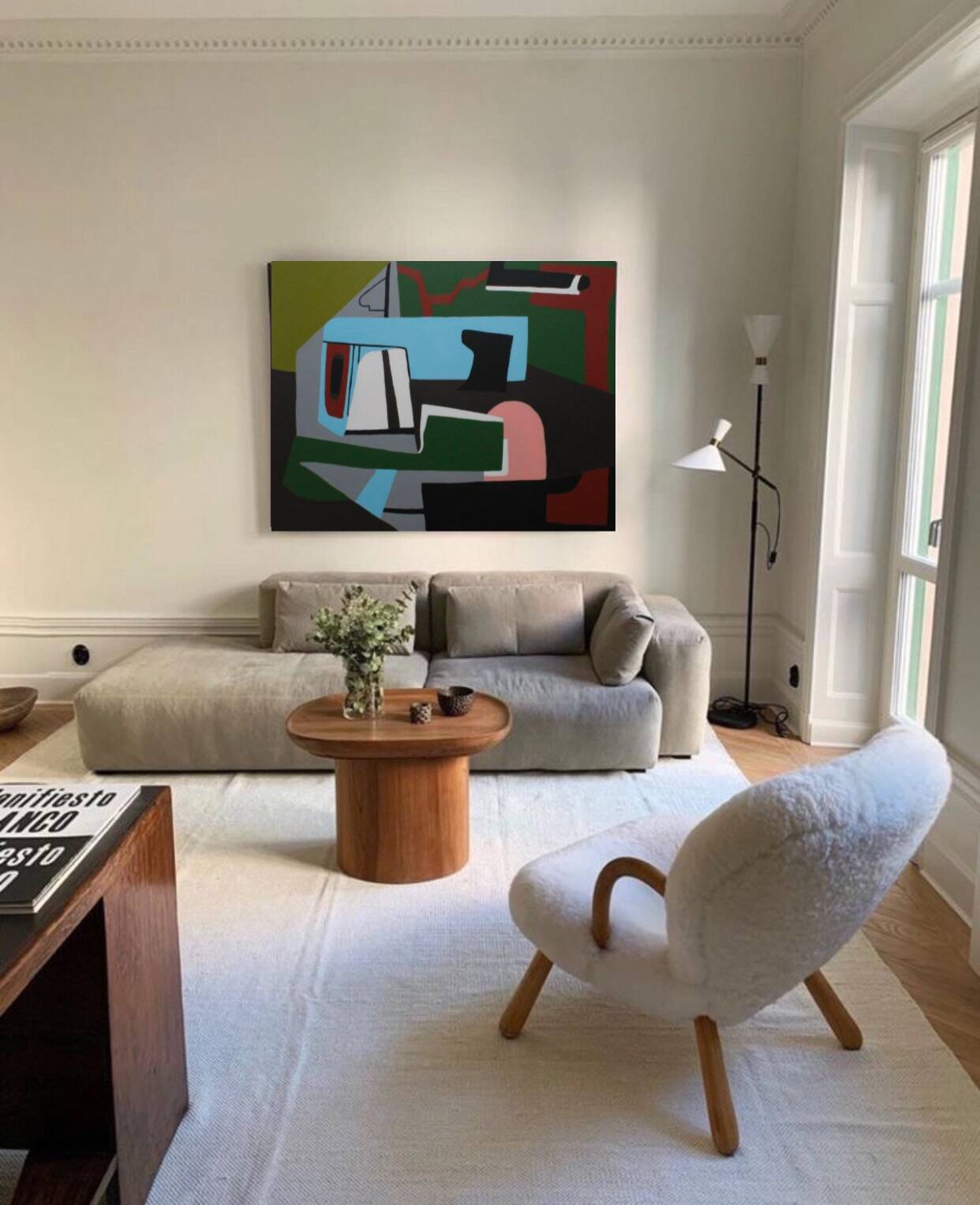 Original abstract painting "Powerful alignment" on canvas 100x81cm.