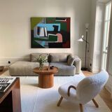 Original abstract painting "Powerful alignment" on canvas 100x81cm.