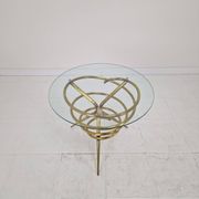 Elegant Italian Mid-Century Side Table with Sculptural Brass Base, 1970's